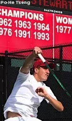 Freshman Steve Johnson won in doubles and singles today against Tulsa.