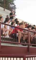 USC team members and fans cheer on the runners at the annual Challenge Relays.