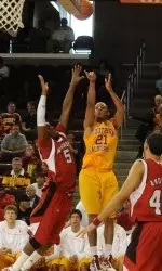 Senior Dwight Lewis hit four 3-pointers in USC's comeback effort at Stanford with fell one point short (54-53). Lewis moved into a 12th place tie all-time on USC's career three-pointers made list.
