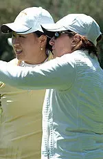 Andrea Gaston with Jennifer Song, a two-time All-American first teamer at USC.