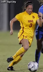 Alyssa Davila had a pair of shots on goal for USC today.