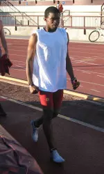 Sophomore Kris Washington was the anchor for the winning White team today at the Challenge Relays.