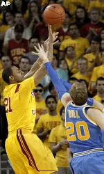 Dwight Lewis takes a shot in the first half.