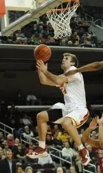 Mike Gerrity hit two three-pointers in the final 2 minutes to give USC a five-point lead and Nikola Vucevic hit four-straight free throws to lead USC to a 66-63 win vs. California on Thursday at the Galen Center.