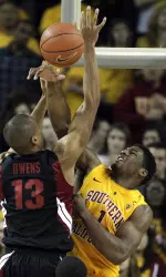 Alex Stepheson had four blocks, 10 points and 11 rebounds on Jan. 20 vs. Stanford. It was Stepheson's seventh double-double of the season.