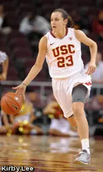 Jacki Gemelos finished with 15 points and a career-best 4 steals for the Trojans.