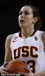 Jacki Gemelos led the way for USC on the scoring front with 23 points tonight.