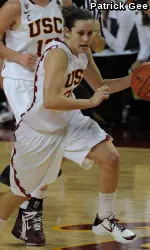 Jacki Gemelos led all scorers with 18 points today at Oregon.