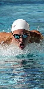 Senior Lyndsay DePaul qualified for the 100y fly final with the fastest prelim time.