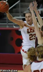 Jacki Gemelos helped power up the Trojans early in their WNIT semi win.