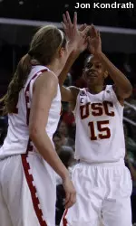 Cassie Harberts and Briana Gilbreath are two of four Trojans averaging double digits in WNIT action.