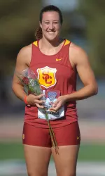 Marissa Minderler won the Pac-10 women's hammer throw title with a PR of 210-3 which is fourth all-time by a Trojan and the top America-born mark by a USC female athlete. Minderler also placed sixth in the javelin throw and eighth in the shot put to accumulate 14 points for USC in the team competition.