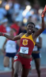 Freshman Jessica Davis led all Trojans by qualifying for the NCAA Championships in three events. Today she qualified in the 200m dash and as part of the 4x100m relay team and on Friday advanced in the 100m race.