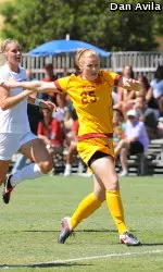 Erica Vangsness got her first goal as a Trojan today.