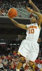 Maurice Jones puts up a shot against UCLA defense. Jones led USC with 13 points.