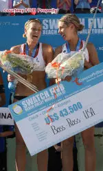 April Ross (right) is posting a blog, courtesy of the United States Olympic Committee