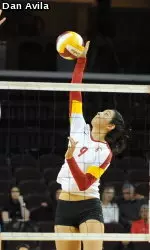 Freshman outside hitter Samantha Bricio is averaging 4.69 kills per set in Pac-12 matches.