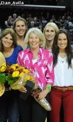 Longtime Athletic Trainer Sue Lerner was honored by the Trojans during Alumni Night.