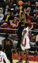 Junior Ari Stewart hit three 3-pointers against SDSU on Nov. 25 and has been providing the Trojans with instant offense off the bench.