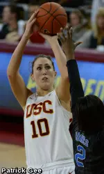Kate Oliver tallied her first double-double as a Trojan today vs. Duke.