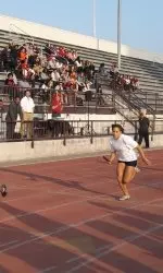 Kiana Henry gets the winning White Team off to a great start at the Annual Challenge Relays held at Loker Stadium today.