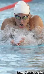 Sophomore Meghan Hawthorne qualified for her first NCAA final by taking eighth in prelims in today's 200y IM.