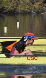 Coxswain Dionne Licudine has led USC's Varsity Eight to a perfect start.