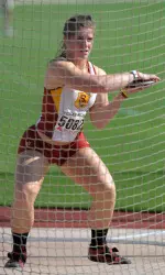 Alexandra Collatz bettered her school freshman discus throw record and moved into second place on USC's all-time list with a mark of 177-11 at BYU this weekend.