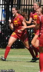 Alex Quincey scored her first goal as a Trojan today in the sixth minute vs. Duke.