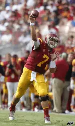 Matt Barkley throws a pass.