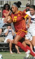Samantha Johnson saved the day with a quick strike to pull USC even tonight.