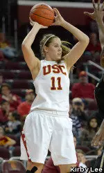 Cassie Harberts scored her 1,000th career point on Jan. 13 in USC's win over WSU.