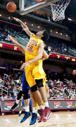 USC junior center Omar Oraby had three blocks vs. Oregon on Jan. 17 and has had at least one block in 15 of the last 16 games.