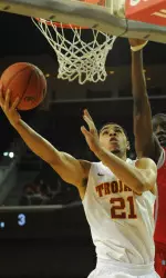 Aaron Fuller scored 12 points and grabbed 10 rebounds vs. Dayton on Dec. 30 for his first double-double as a Trojan. He had six double-doubles in his two seasons at Iowa.