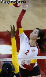 USC sophomore OH Samantha Bricio leads the Trojans in service aces and points in 2013.