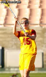 Freshman attack Caroline Cordrey is one of three Trojans with six goals, this season.