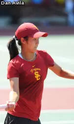 Danielle Lao grabbed wins at the No. 1 doubles and singles spots today for the Trojans.