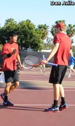 Ray Sarmiento and Yannick Hanfmann helped USC stay on point in doubles and singles today.