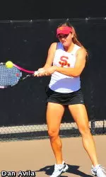 Ellie Yates got two tough wins today in singles play.