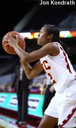 Courtney Jaco landed three big 3-pointers for the Trojans today.