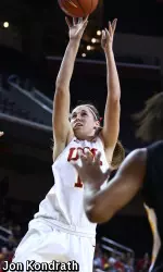 Cassie Harberts tallied another double-double for the Trojans tonight.