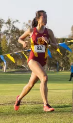 Junior Reika Kijima was USC's second finisher in the win over UCLA last weekend. She posted a 5K time of 17:56, just four seconds off her PR.