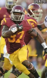 Southern California Trojans tailback Javorius Allen (37) carries the ball against the Arizona State Sun Devils at Los Angeles Memorial Coliseum. Mandatory Credit: Kirby Lee-USA TODAY Sports