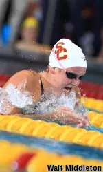 Junior Andrea Kropp was one of four Trojans to win two events each Thursday night.