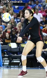 Samantha Bricio earned her 17th double-double this season with 21 kills and 11 digs.
