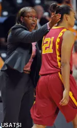 Cynthia Cooper-Dyke and senior Alexyz Vaioletama start things up at Galen Center this Sunday!