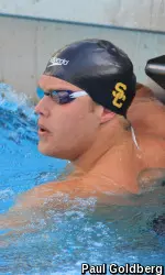 Senior Jack Wagner after his win in the 50y free on Senior Day on Saturday.