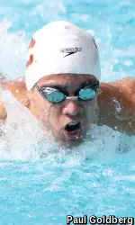 Junior Cary Wright, during his win in the 200y fly.