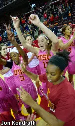 USC celebrates a season sweep of the Bruins!