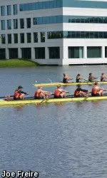 The USC women's rowing team took the varsity eight race in a dual with No. 4 Stanford.